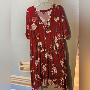 Torrid Red Floral Midi Dress